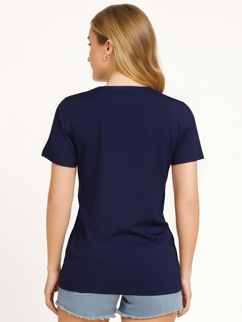 Opna Women's Short Sleeve Moisture Wicking Athletic Shirts Navy - Image 3